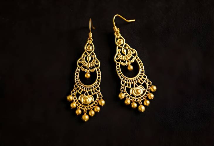 Elegant Golden Earrings on Rich Brown Background